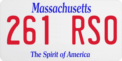 MA license plate 261RS0
