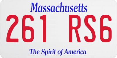MA license plate 261RS6