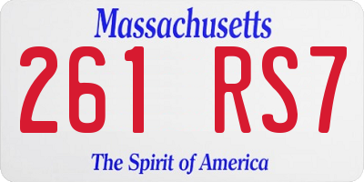 MA license plate 261RS7