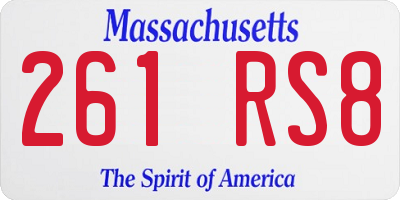 MA license plate 261RS8