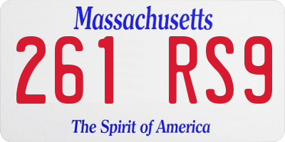 MA license plate 261RS9