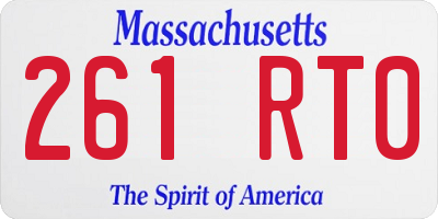 MA license plate 261RT0