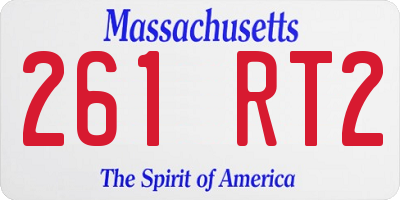 MA license plate 261RT2