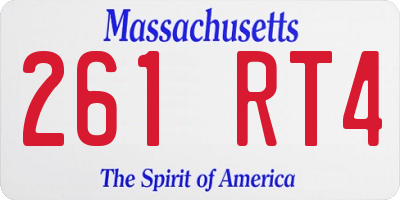 MA license plate 261RT4