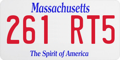MA license plate 261RT5