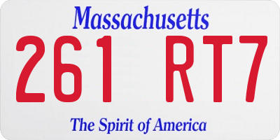 MA license plate 261RT7