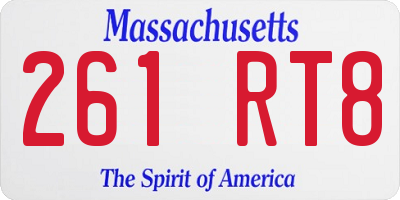 MA license plate 261RT8