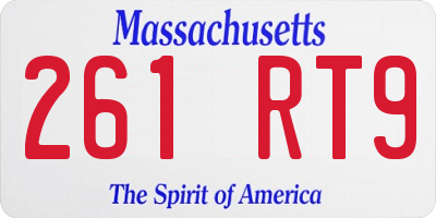 MA license plate 261RT9