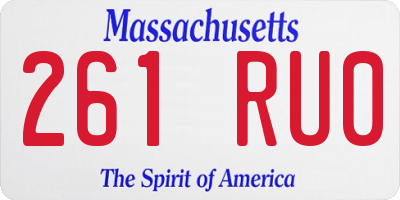 MA license plate 261RU0