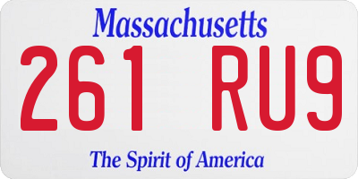 MA license plate 261RU9