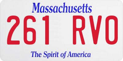 MA license plate 261RV0