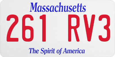 MA license plate 261RV3