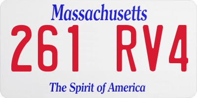 MA license plate 261RV4