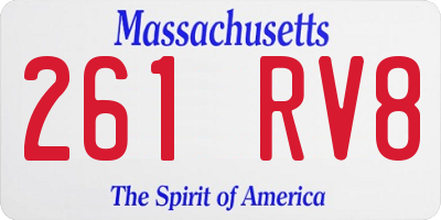 MA license plate 261RV8