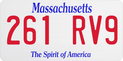 MA license plate 261RV9