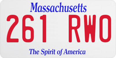 MA license plate 261RW0
