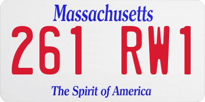 MA license plate 261RW1
