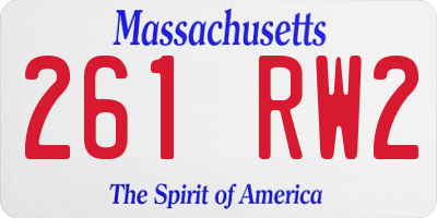 MA license plate 261RW2