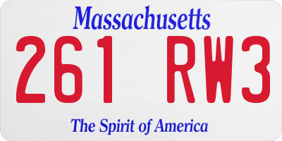 MA license plate 261RW3