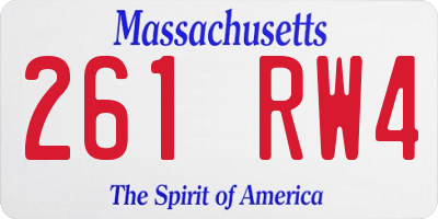MA license plate 261RW4