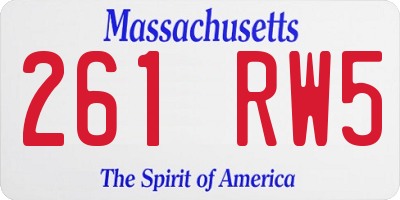 MA license plate 261RW5