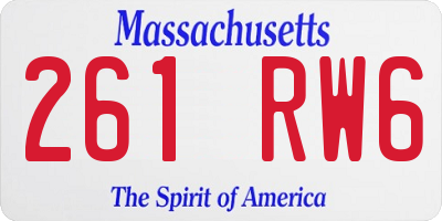 MA license plate 261RW6