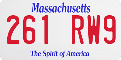 MA license plate 261RW9