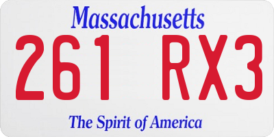 MA license plate 261RX3