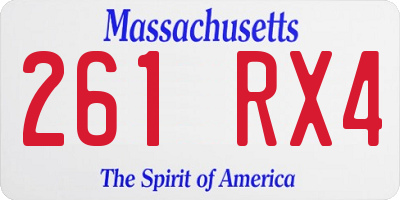 MA license plate 261RX4