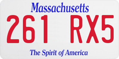 MA license plate 261RX5