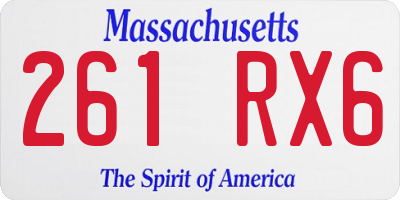 MA license plate 261RX6