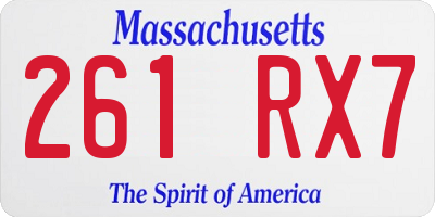 MA license plate 261RX7