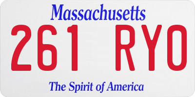 MA license plate 261RY0