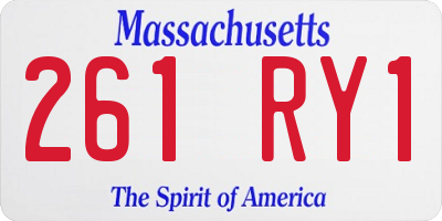 MA license plate 261RY1