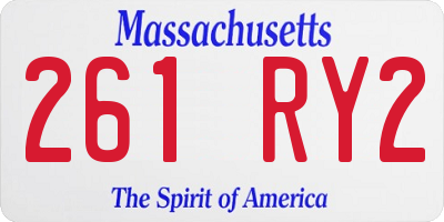 MA license plate 261RY2