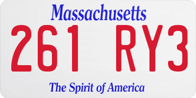 MA license plate 261RY3