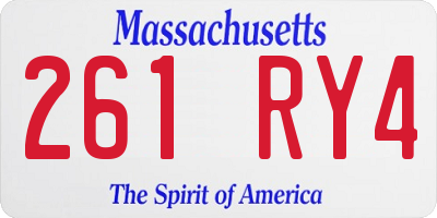 MA license plate 261RY4