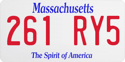 MA license plate 261RY5