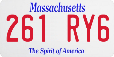 MA license plate 261RY6