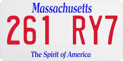 MA license plate 261RY7