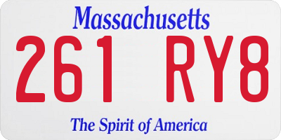 MA license plate 261RY8