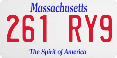 MA license plate 261RY9