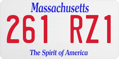 MA license plate 261RZ1