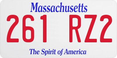 MA license plate 261RZ2