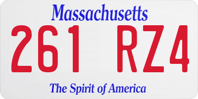 MA license plate 261RZ4