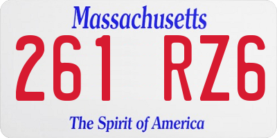 MA license plate 261RZ6