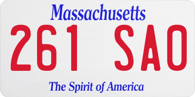 MA license plate 261SA0