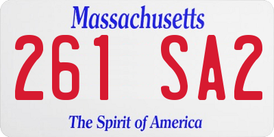 MA license plate 261SA2