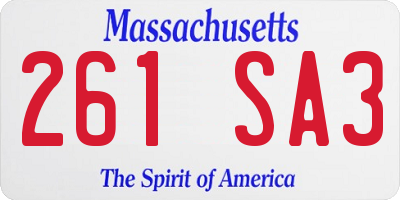 MA license plate 261SA3