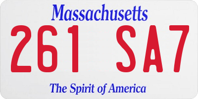 MA license plate 261SA7